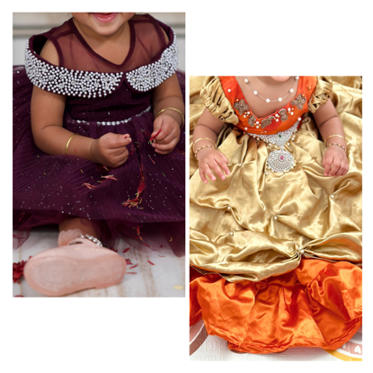 Picture of Burgundy pearl frock and Disney princess frock combo 1-2y