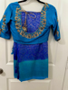 Picture of PL579 Royal blue and light blue pattu saree with jardosie blouse