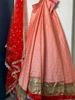 Picture of peach lehenga with maggam work blouse