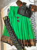 Picture of Green organza lehenga with bandhini dupatta