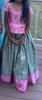 Picture of Blue and pink semi pattu lehenga with work blouse 6-8 yrs