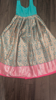 Picture of Blue and pink semi pattu lehenga with work blouse 6-8 yrs