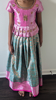 Picture of Blue and pink semi pattu lehenga with work blouse 6-8 yrs