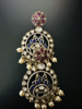 Picture of Super classy and with rare color combo Polki kundan earrings