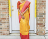 Picture of Yellow and red Kubera pattu saree with work blouse