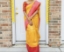 Picture of Yellow and red Kubera pattu saree with work blouse