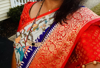 Picture of Grey Blue Soft printed saree with Pattu Border