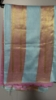 Picture of Blue and pink striped  tissue  silk saree with golden tissue blouse