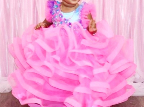 Picture of Designer pink birthday Frock 1y 