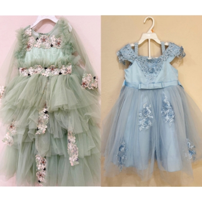 Picture of ruffle partywear frocks in pastels colors 2-4y