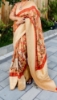 Picture of Elegant and trendy Pichwai print Orange-Cream Silk saree