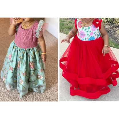 Picture of Set of 2 customised long frocks 1-2y