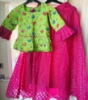 Picture of Raw silk check style skirt with mirror work blouse 8-10y