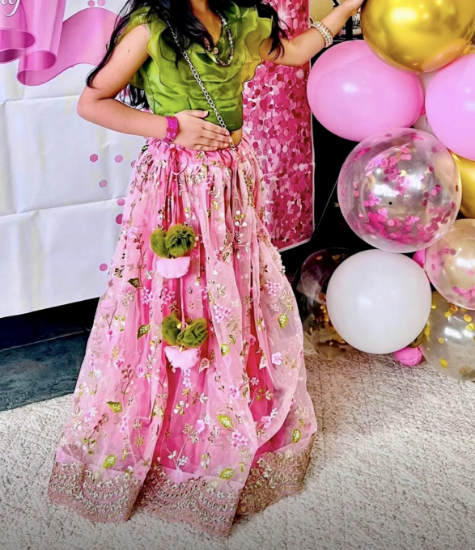 Picture of Peachy pink lehenga with ruffle blouse 6-7y