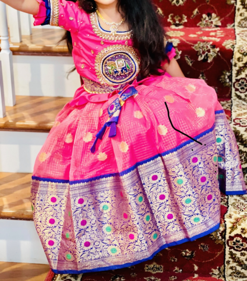 Picture of Beautiful Pink and blue combo lehenga 6-8y