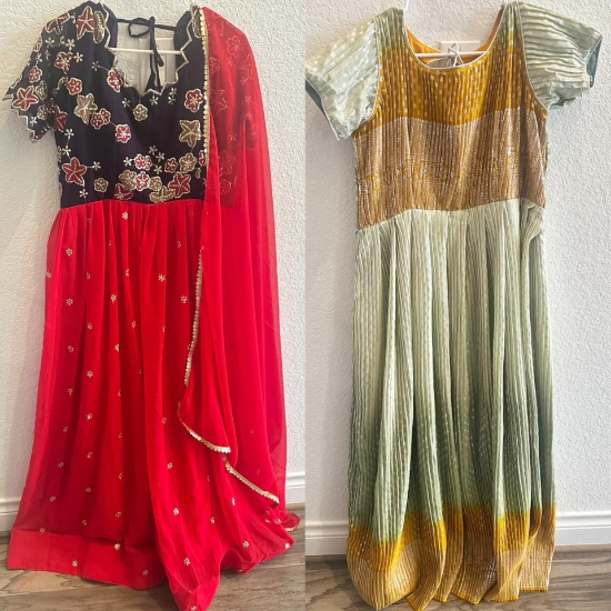 Picture of Long frocks Combo (Red and Pista green)