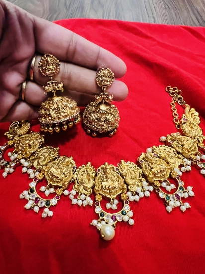 Picture of Gaja lakshmi nakshi necklace with earrings 