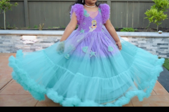 Picture of Mermaid theme long frock 4-6y