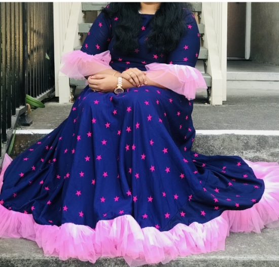 Picture of Blue and pink long frock 