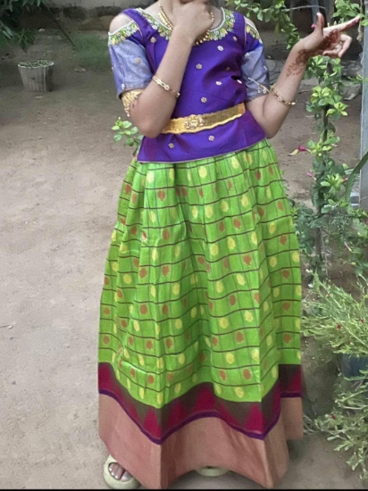 Picture of Ikkath lehenga with 2 blouses 6-7y