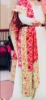 Picture of Angrakha style chikankari frock with patola dupatta