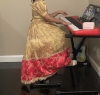 Picture of Tissue gold lehenga with 2 blouses 2-4y