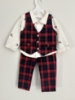 Picture of Manyavar traditional kurta and Janie jack red twill plaid west coat & pant - 1year
