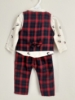 Picture of Manyavar traditional kurta and Janie jack red twill plaid west coat & pant - 1year