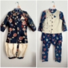 Picture of Customized pure kalamkari kurta with pyjama and Kalamkari print kurta pyjama set with waistcoat 2-3y