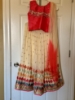 Picture of Cream and pink mirror work lehanga choli 8-10y
