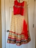 Picture of Cream and pink mirror work lehanga choli 8-10y