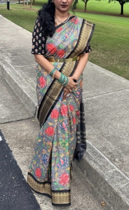 Picture of Beautiful Kalamkari saree with multicolor gold butties