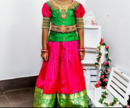Picture of Traditional pattu langa with maggam work blouse 4-5y