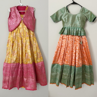 Picture of set of 2 - semi Pattu Langa Jackets 5-7y