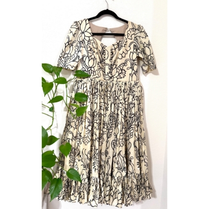 Picture of Kalamkari muslim Black and white frock