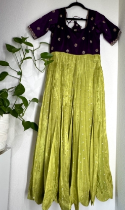 Picture of Violet and green party wear long dress