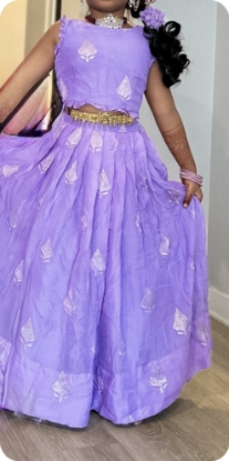 Picture of Lavender Embroidered Kids Lehenga Choli Set 6y
