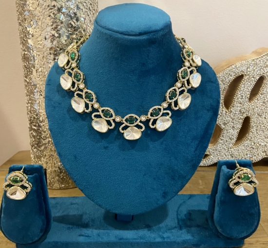 Picture of Beautiful polki kundan necklace with earrings 