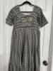 Picture of Grey khadi cotton ikkath print long dress