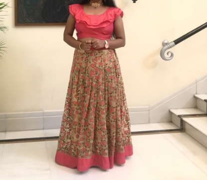 Picture of Floral Lehenga set with ruffle blouse