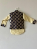 Picture of Elegant Cream & Blue Boys Kurta Set 2-3y