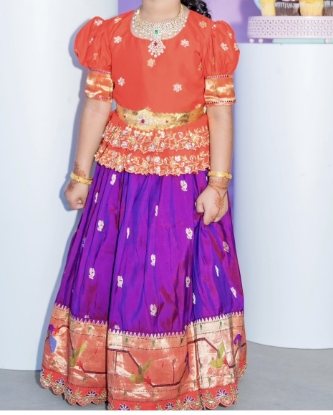 Picture of 2 in 1 Pure Paithani lehenga 4-5y