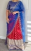 Picture of Red and blue soft benaras lehenga