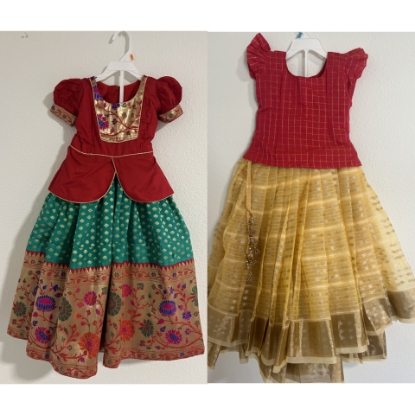 Picture of Benaras lehanga with paithani border and organza lehanga with chanderi blouse 3-4y