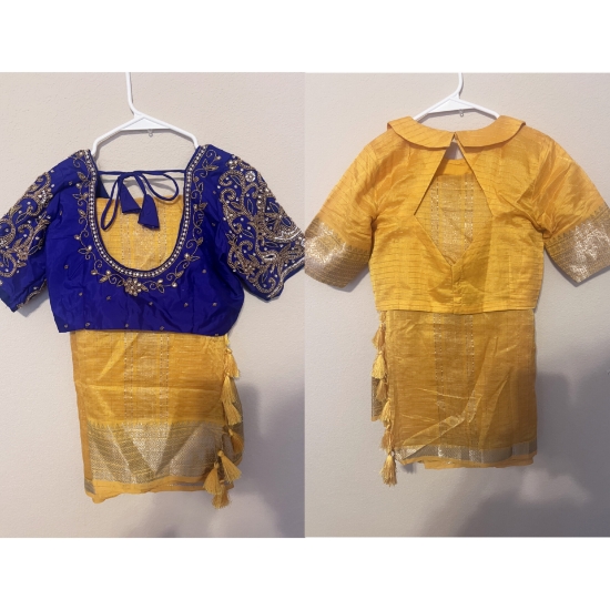 Picture of Pure Mangalagiri Pattu saree with Bridal blouse , self blouse and blouse bag 