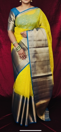 Picture of Pure Kora Banarasi Big border saree with blouse 