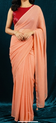 Picture of Pure Georgette Sequin saree & Red Sequin blouse