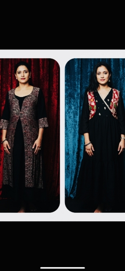 Picture of Combo Detachable Ajrakh & Kalamkari Over Coat Dresses 