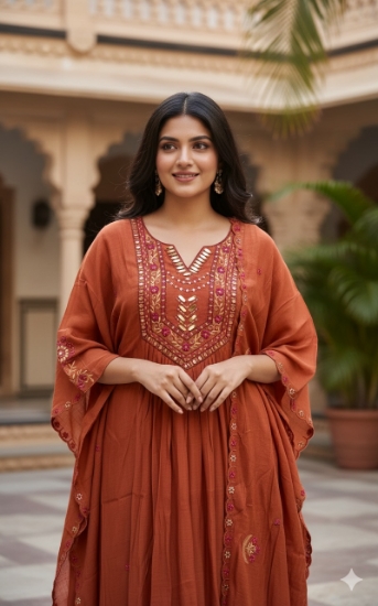 Picture of Never worn 3 piece suit in rust orange