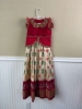Picture of Red and ivory coloured pure Ikkat lehanga 4-6 years